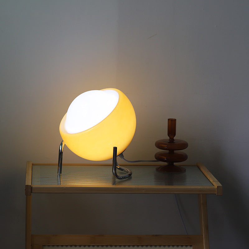 Orange Tischlampe | Retro Stilvoll Einzigartig Stimmungsvolles Glas LED Nachhaltig-Luzern Mode
