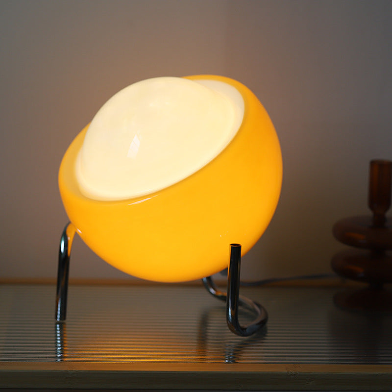 Orange Tischlampe | Retro Stilvoll Einzigartig Stimmungsvolles Glas LED Nachhaltig-Luzern Mode
