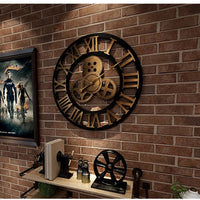Industrielle Wanduhr | Holz | Retro | Römische Zahlen | Massiv-Luzern Mode