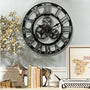 Industrielle Wanduhr | Holz | Retro | Römische Zahlen | Massiv-Schwarz-Luzern Mode