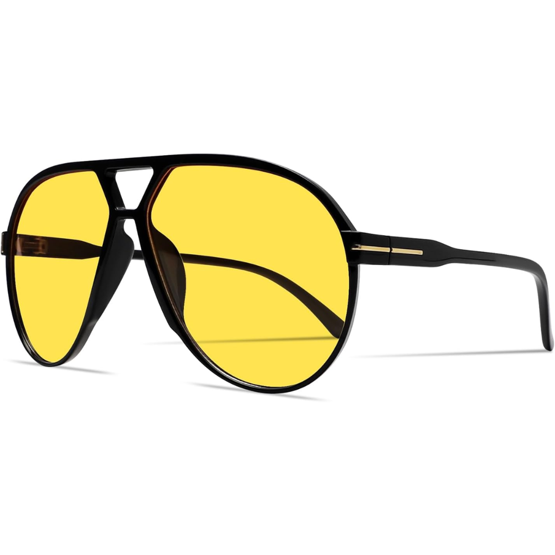 Herrenmode: Trendige Oversized Sonnenbrille für stilbewusste Männer-Schwarz-Gelb-Luzern Mode