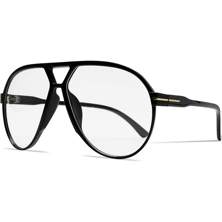 Herrenmode: Trendige Oversized Sonnenbrille für stilbewusste Männer-Schwarz-Klar-Luzern Mode