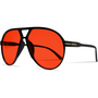 Herrenmode: Trendige Oversized Sonnenbrille für stilbewusste Männer-Schwarz-Rot-Luzern Mode