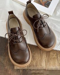 Damen Oxfordschuhe | Retro | Niedrig | Schnürung | Veganes Leder-Dunkelbraun-35-Luzern Mode