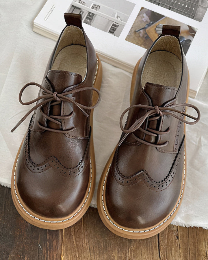 Damen Oxfordschuhe | Retro | Niedrig | Schnürung | Veganes Leder-Luzern Mode