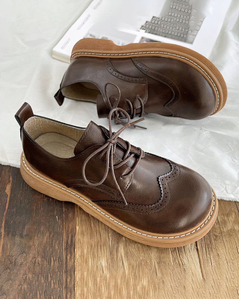 Damen Oxfordschuhe | Retro | Niedrig | Schnürung | Veganes Leder-Luzern Mode