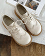 Damen Oxfordschuhe | Retro | Niedrig | Schnürung | Veganes Leder-Elfenbein-35-Luzern Mode