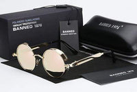 Herren Sonnenbrille | Steampunk | Rund | Polarisiert | Metallrahmen-Gold Rosé-Luzern Mode