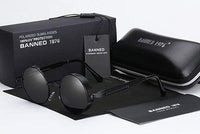 Herren Sonnenbrille | Steampunk | Rund | Polarisiert | Metallrahmen-Schwarz-Luzern Mode