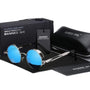 Herren Sonnenbrille | Steampunk | Rund | Polarisiert | Metallrahmen-Silber Blau-Luzern Mode