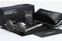 Herren Sonnenbrille | Steampunk | Rund | Polarisiert | Metallrahmen-Silber-Luzern Mode