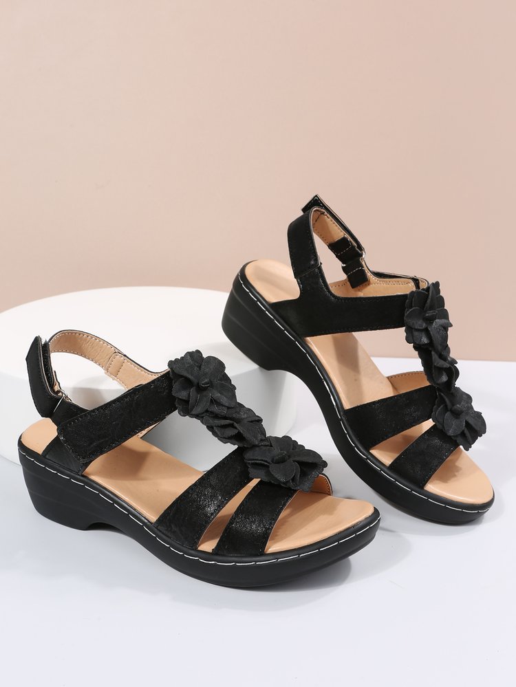 Damen Sandalen | Retro | Veganes Leder | Offenes Design | Verstellbar-Luzern Mode