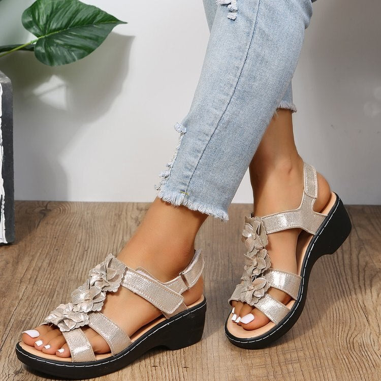 Damen Sandalen | Retro | Veganes Leder | Offenes Design | Verstellbar-Luzern Mode