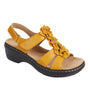 Damen Sandalen | Retro | Veganes Leder | Offenes Design | Verstellbar-Gelb-35-Luzern Mode