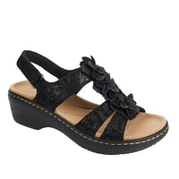 Damen Sandalen | Retro | Veganes Leder | Offenes Design | Verstellbar-Schwarz-35-Luzern Mode