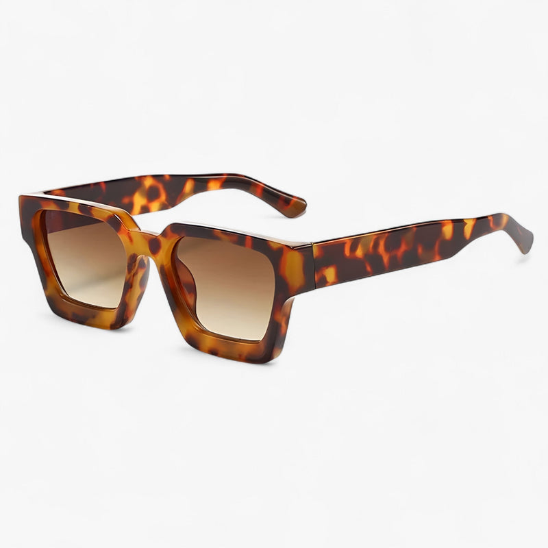 Herren Sonnebrille | Retro | Eckig | UV400 | Kunststoff | Stabil-Leopard Braun-Luzern Mode