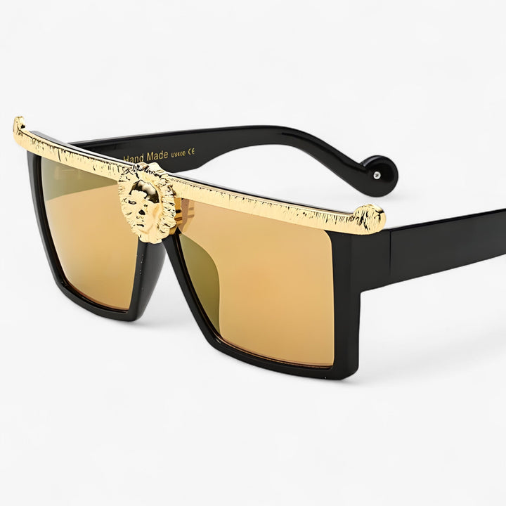 Sonnenbrille | Retro | Löwenstil | Unisex | Eckig | UV400 Schutz-Gold-Luzern Mode