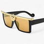 Sonnenbrille | Retro | Löwenstil | Unisex | Eckig | UV400 Schutz-Gold-Luzern Mode