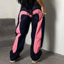 Damen Jeans | Retro | Baggy | Weite Beine | Mid-Rise | Baumwolle-Rosa-S-Luzern Mode