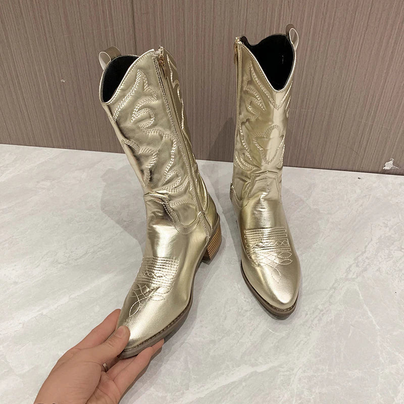 Damen Stiefeletten mit Stickerei und Reißverschluss-Luzern Mode
