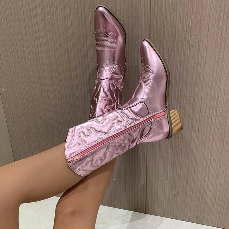 Damen Stiefeletten mit Stickerei und Reißverschluss-Luzern Mode