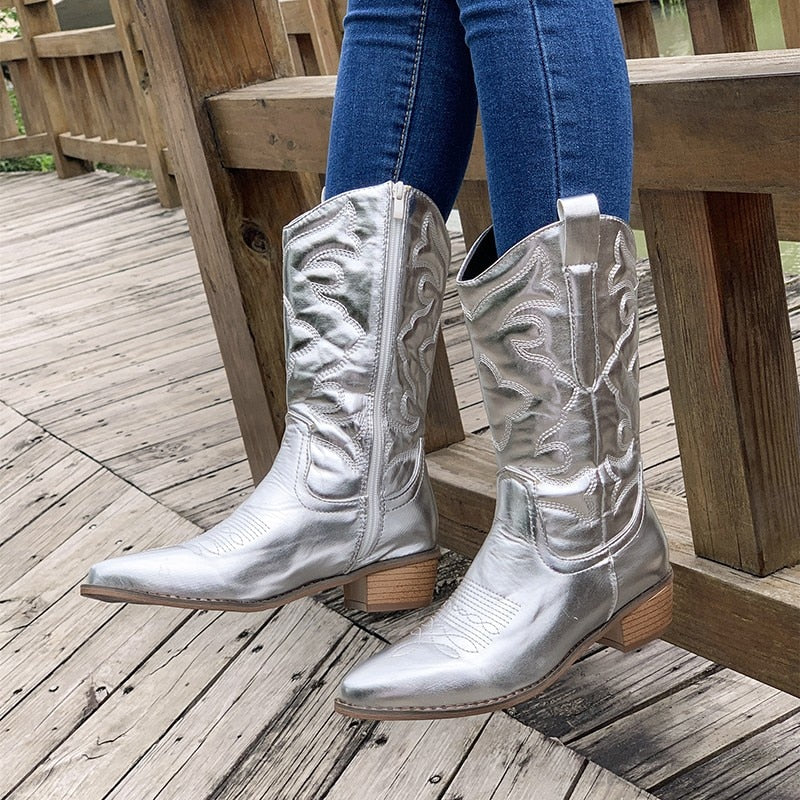 Damen Stiefeletten mit Stickerei und Reißverschluss-Luzern Mode