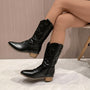 Damen Stiefeletten mit Stickerei und Reißverschluss-Schwarz-36-Luzern Mode