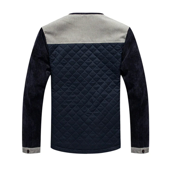 Herren Windjack | Retro | Stehkragen | Zweifarbig | Knopfleiste-Blau Grau-S-Luzern Mode