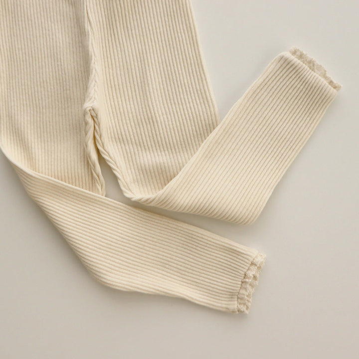 Damen Rippenstrick Leggings - Bequeme Freizeitmode-Beige-0-6 monate 66 cm-Luzern Mode