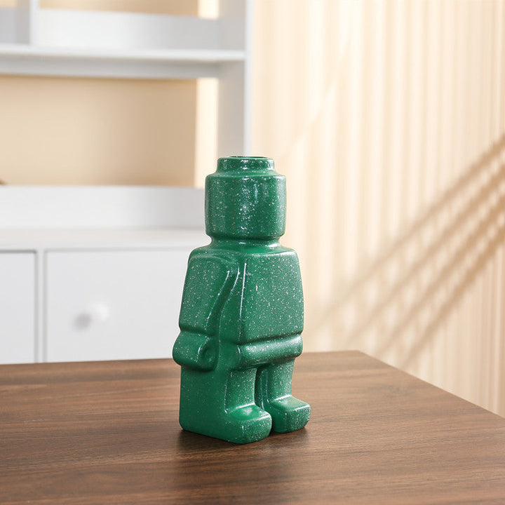 Robot Blumentopf | Keramik | Lego-Figur | Verspielt | Nachhaltig | Stabil-Luzern Mode