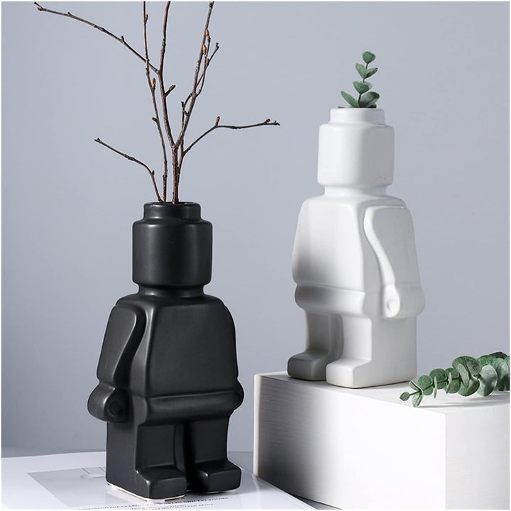Robot Blumentopf | Keramik | Lego-Figur | Verspielt | Nachhaltig | Stabil-Luzern Mode