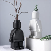Robot Blumentopf | Keramik | Lego-Figur | Verspielt | Nachhaltig | Stabil-Luzern Mode