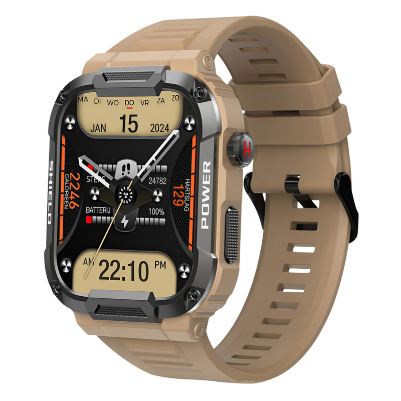 Herren Smartwatch | Quadratisch | Robustes | IP67 | Universell | 1,85 Zoll-Beige-Luzern Mode