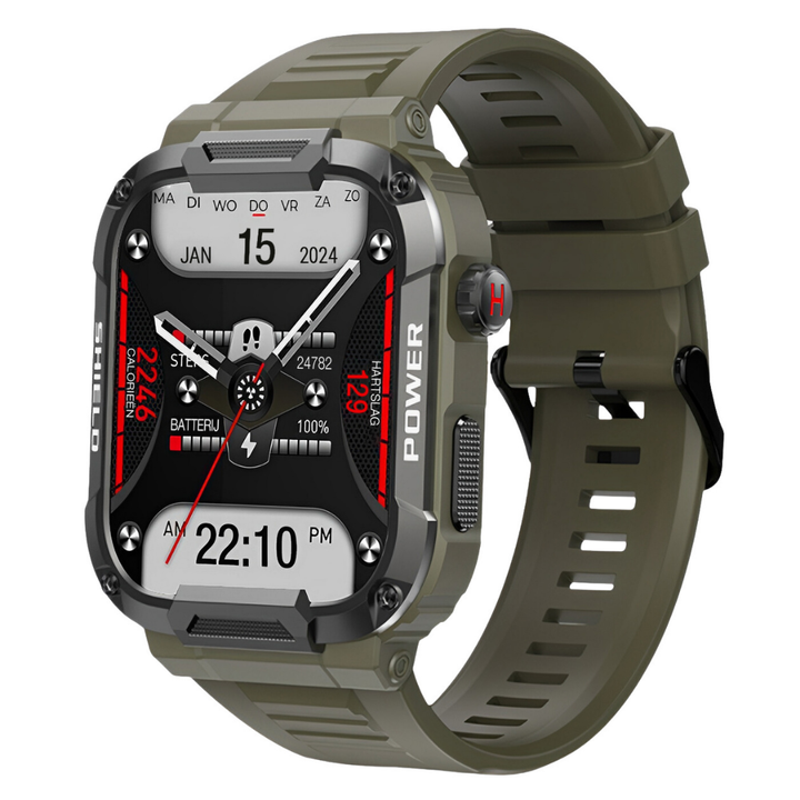 Herren Smartwatch | Quadratisch | Robustes | IP67 | Universell | 1,85 Zoll-Grün-Luzern Mode