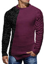 Herren Strickpullover mit Zopfmuster und Rundhalsausschnitt-Bordeaux Grau-M-Luzern Mode