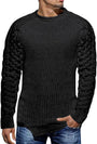 Herren Strickpullover mit Zopfmuster und Rundhalsausschnitt-Schwarz-M-Luzern Mode