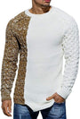 Herren Strickpullover mit Zopfmuster und Rundhalsausschnitt-Weiß Braun-M-Luzern Mode