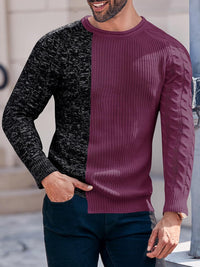 Herren Strickpullover mit Zopfmuster und Rundhalsausschnitt-Luzern Mode