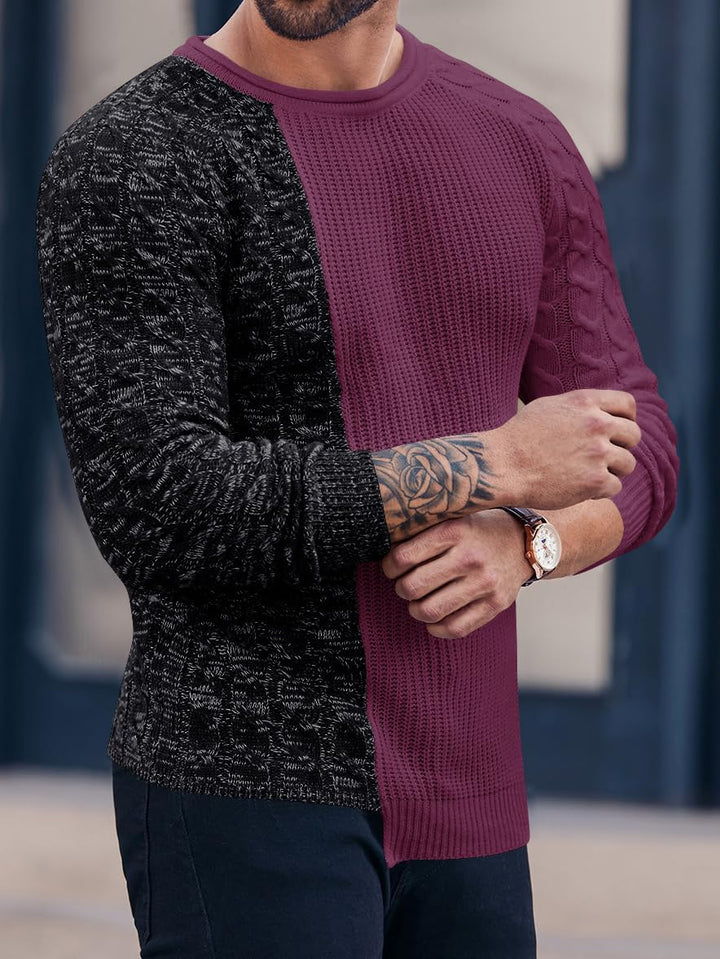 Herren Strickpullover mit Zopfmuster und Rundhalsausschnitt-Luzern Mode