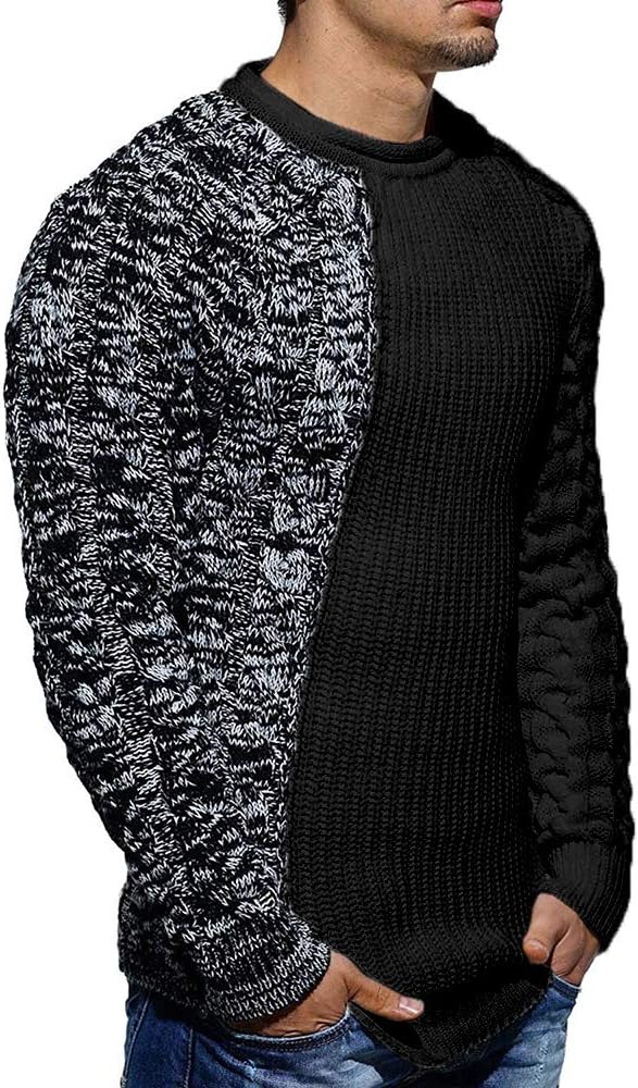Herren Strickpullover mit Zopfmuster und Rundhalsausschnitt-Luzern Mode