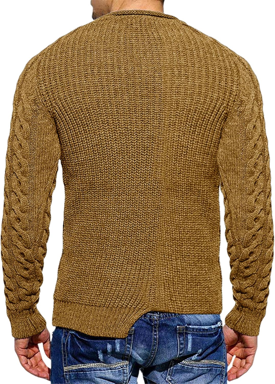 Herren Strickpullover mit Zopfmuster und Rundhalsausschnitt-Luzern Mode