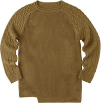 Herren Strickpullover mit Zopfmuster und Rundhalsausschnitt-Luzern Mode