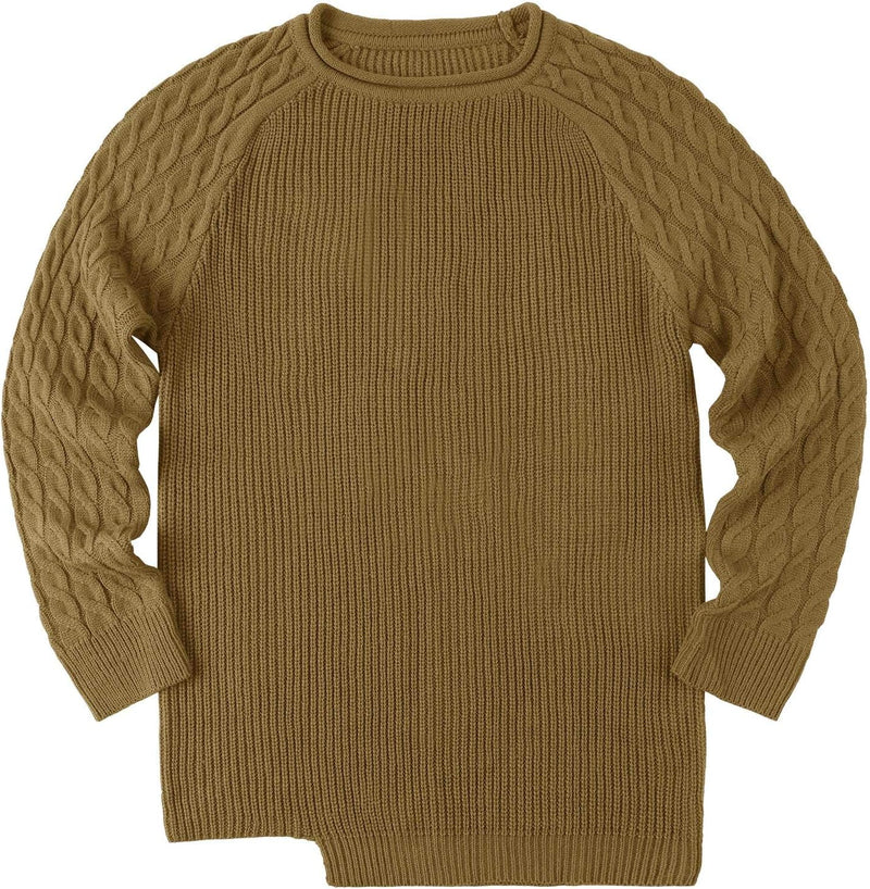 Herren Strickpullover mit Zopfmuster und Rundhalsausschnitt-Luzern Mode