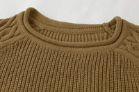 Herren Strickpullover mit Zopfmuster und Rundhalsausschnitt-Luzern Mode