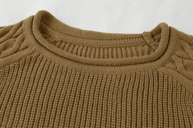 Herren Strickpullover mit Zopfmuster und Rundhalsausschnitt-Luzern Mode