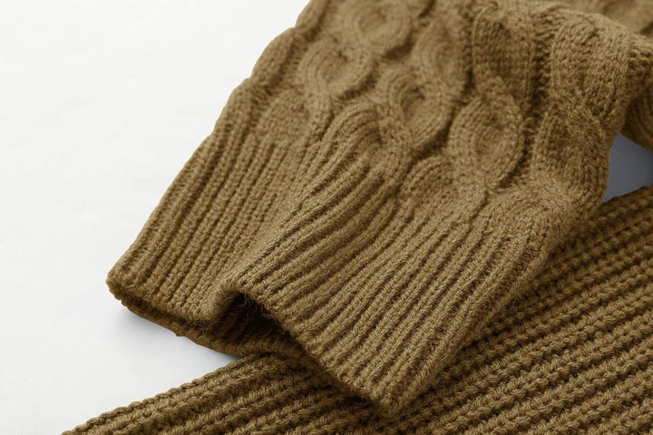 Herren Strickpullover mit Zopfmuster und Rundhalsausschnitt-Luzern Mode