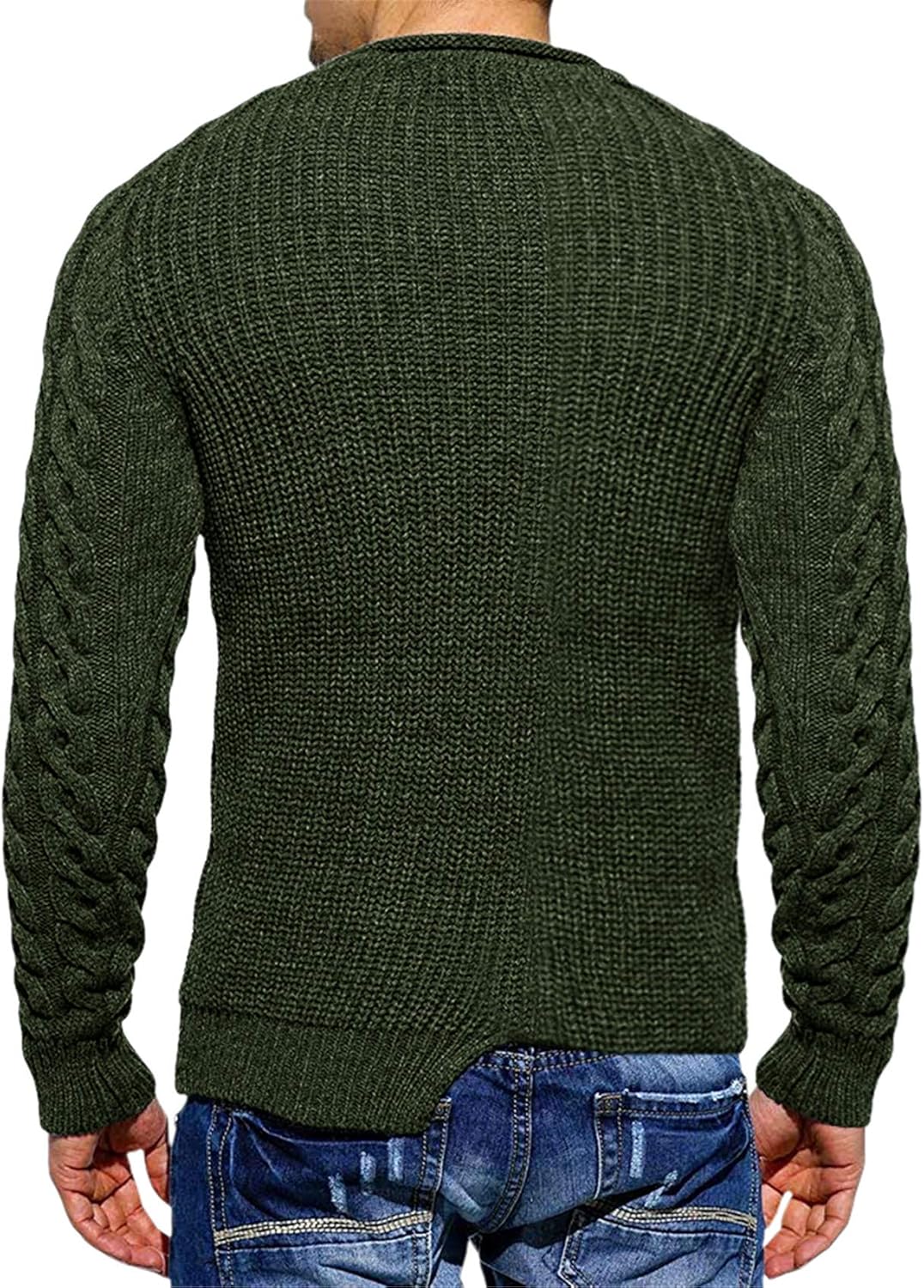 Herren Strickpullover mit Zopfmuster und Rundhalsausschnitt-Luzern Mode