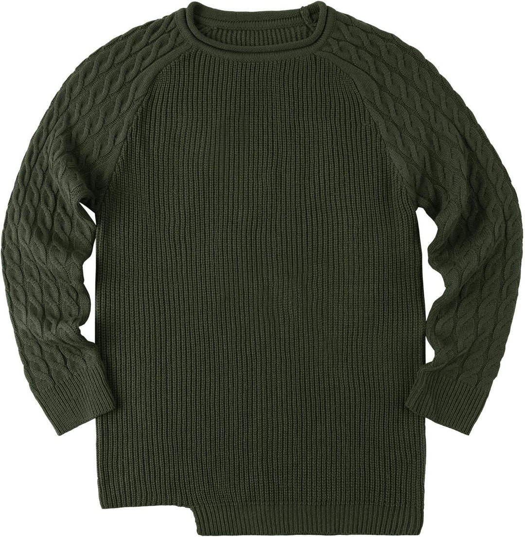 Herren Strickpullover mit Zopfmuster und Rundhalsausschnitt-Luzern Mode