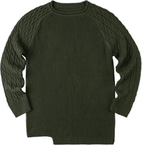 Herren Strickpullover mit Zopfmuster und Rundhalsausschnitt-Luzern Mode