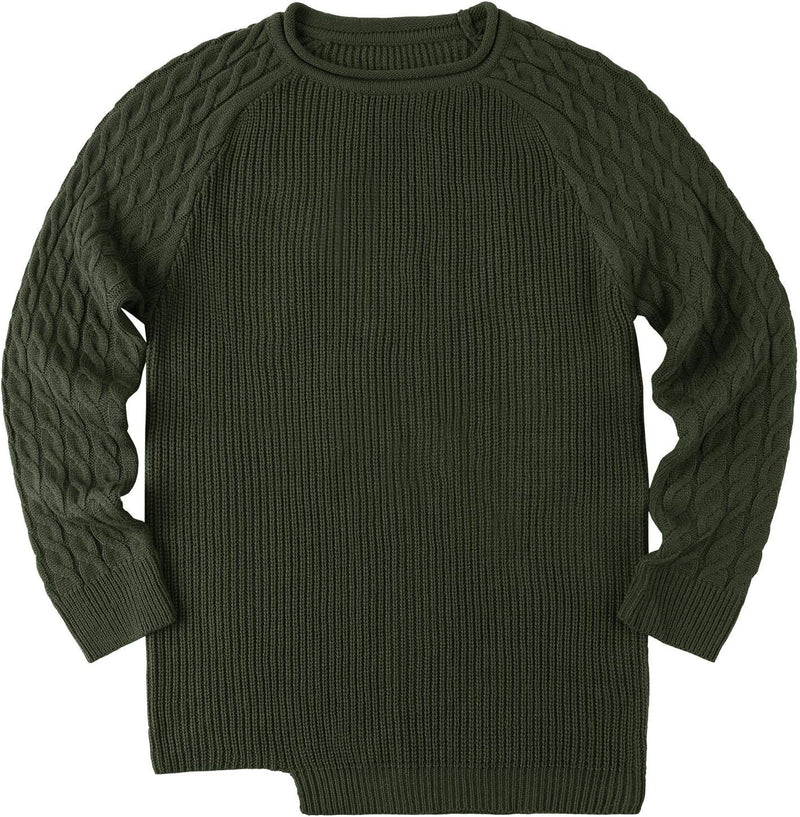 Herren Strickpullover mit Zopfmuster und Rundhalsausschnitt-Luzern Mode